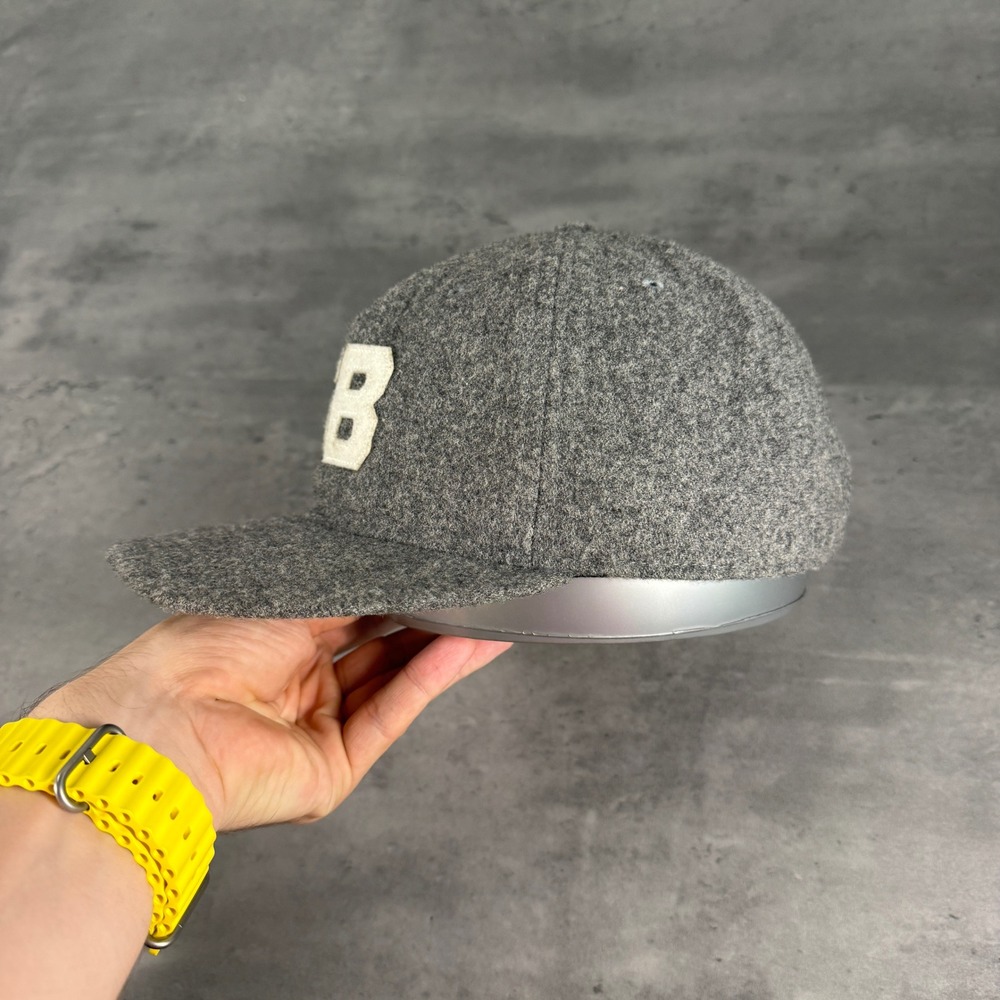 Nike SB Hat Mens Grey Wool Blend Brown Leather Strapback Skateboard Cap Green UV - Picture 3 of 9